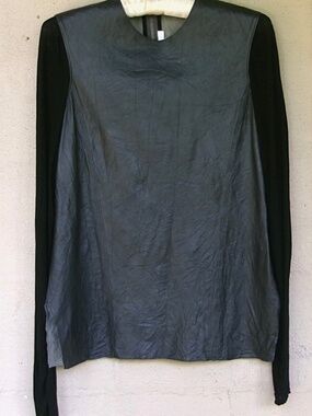 Helmut Lang Black Leather Front Long-Sleeve Top